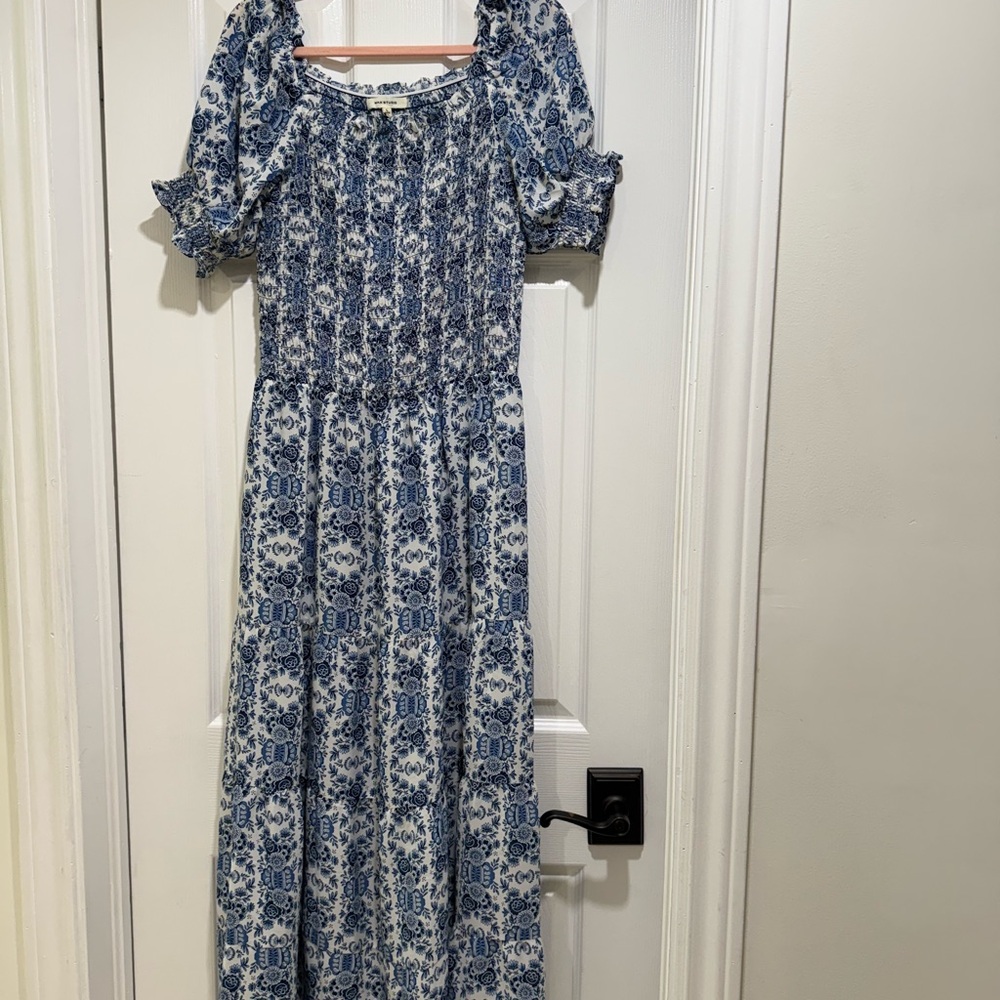 Blue and White Floral Maxi Dress